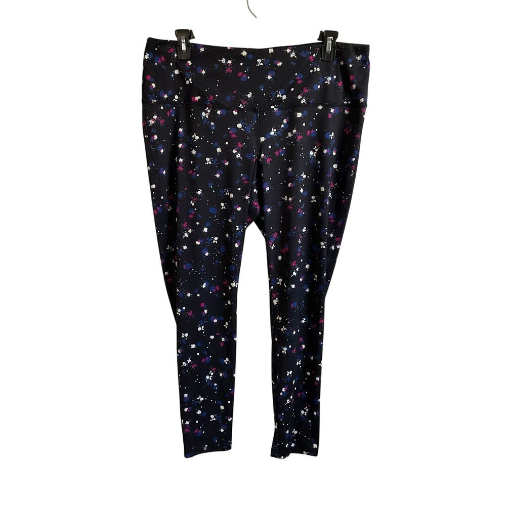 Chicoโs Zenergy Black Splatter Print Full Lengthโ Leggings - Size 16/18